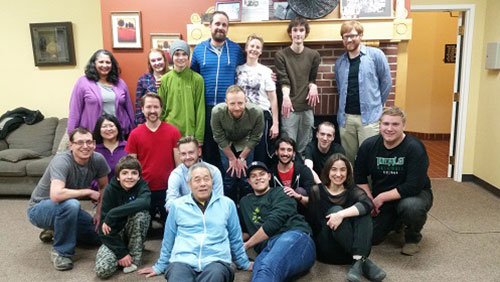 Participants in a drop-in improv night