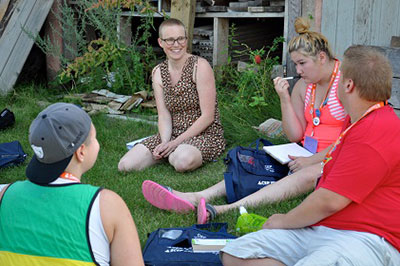 Spoken word artist Shayna Stock leads campers in writing for personal development