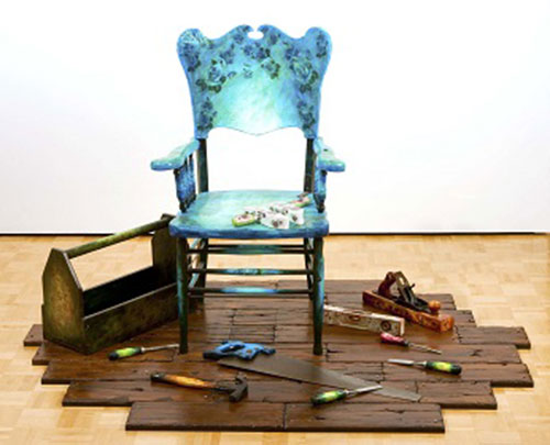 Marc Courtemanche - Trompe l'oeil (2009). Acrylic paint, metal and wood.