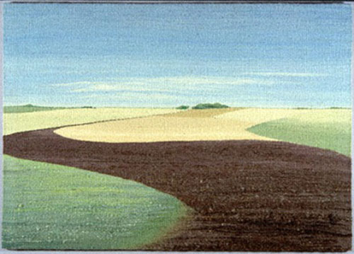 Anne Clark - August One (1978). Hand spun and commercial wool, tapestry weave.