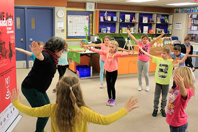 Michelle Olson interacts with students