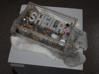 Judy Anderson - She Is Worth Celebrating (2016), beads, plexi, various items, sinew, rabbit fur