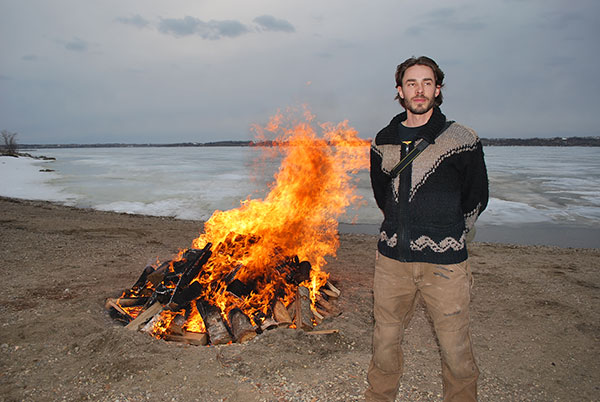 Ceramist Jay Kimball was an artist-in-residence at the Last Mountain Lake Cultural Centre in 2012. The finale of his residency was a pit firing of tiles created by community members.