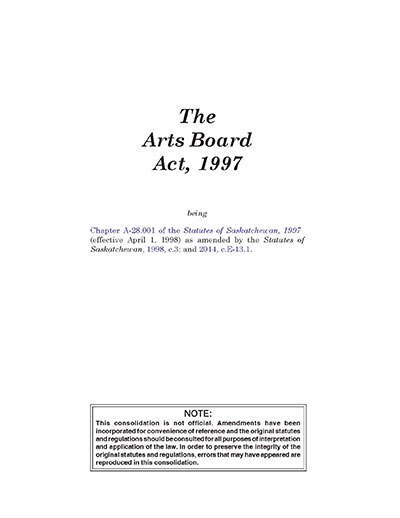 The Arts Board Act, 1997