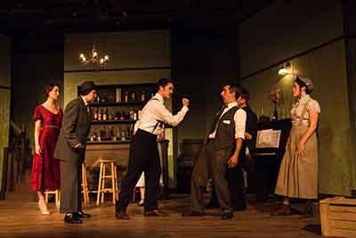 Volstead Blues at Souris Valley Theatre, 2016. Left to right: Chelsea Mahan, Christina Perrson, Felix LeBlanc, Mark Claxton, Amanda Trapp.