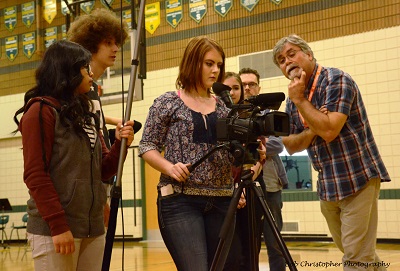 Kim Bell mentors students during the Yorkton Film Festival's 2016 High School Student Day