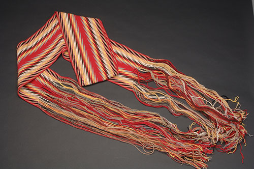Red Ceinture Fléchée, circa 2005, fingerwoven wool