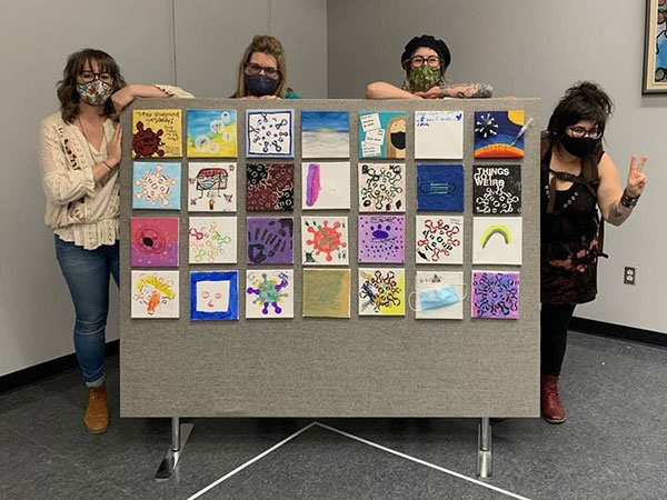 Gravelbourg Artisan Co-op board of director showing COVID sucks, the co-op's first event