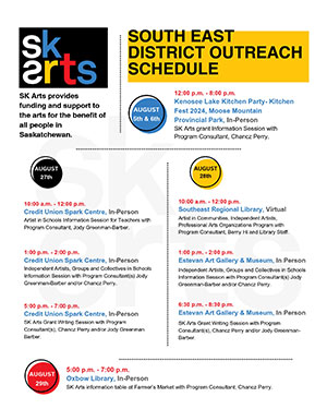 SK Arts Outreach Schedule